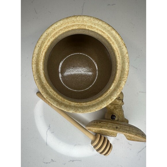 Vintage Pottery Craft USA Honey Pot With Bear Jar Lid And Dipper - Picture 7 of 9